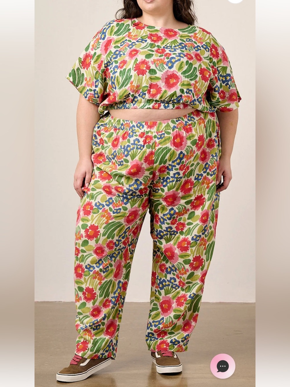 Lucy and Yak - Freddie - Barrel Leg Cotton Trousers in Ivory Marie - Picture 5 of 9